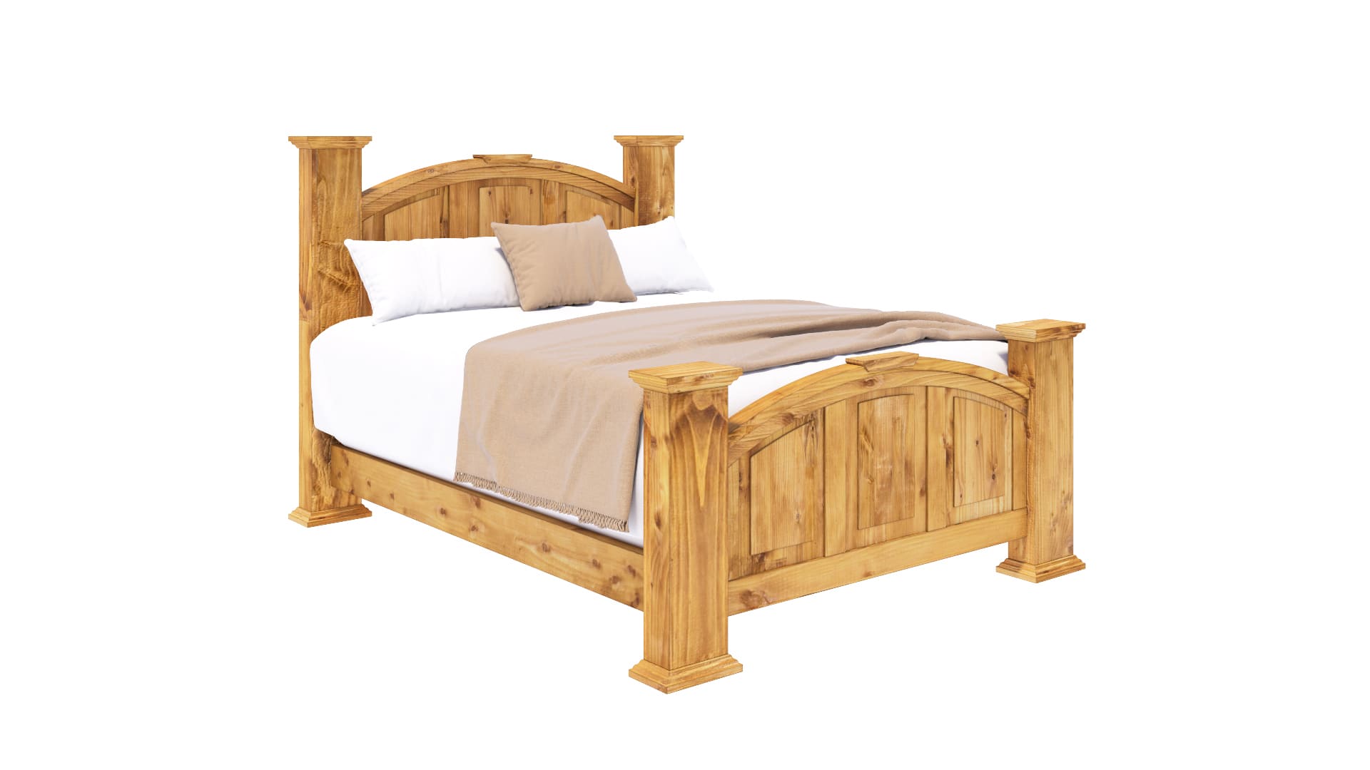 3D Render of Wooden Bed